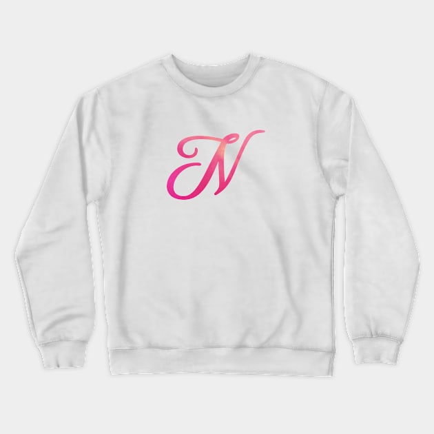 Letter N Monogram, Pink Color Personalized Design Crewneck Sweatshirt by Star58